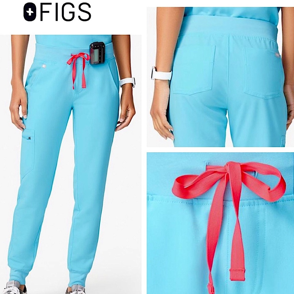 Figs Yola Skinny Scrub Pants in Neon Blue XS Petite